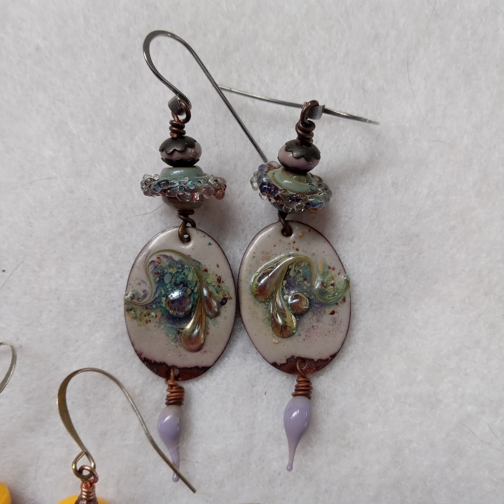 Enameled Copper Earrings - Picture 4 of 6